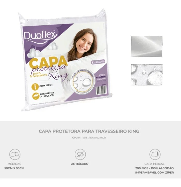 15349541052 d nq np 2x 600608 mlb78522756490 082024 f capa protetora impermeavel de travesseiro 50x90 grand