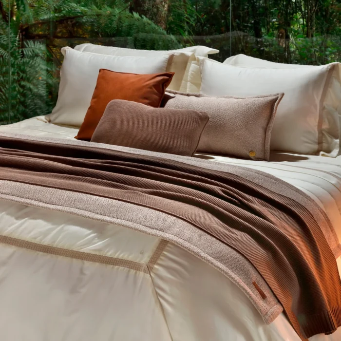 DUVET - KING - ARTELASSE - 300 FIOS - SELINA - OFF WHITE/KAKI - Imagem 2