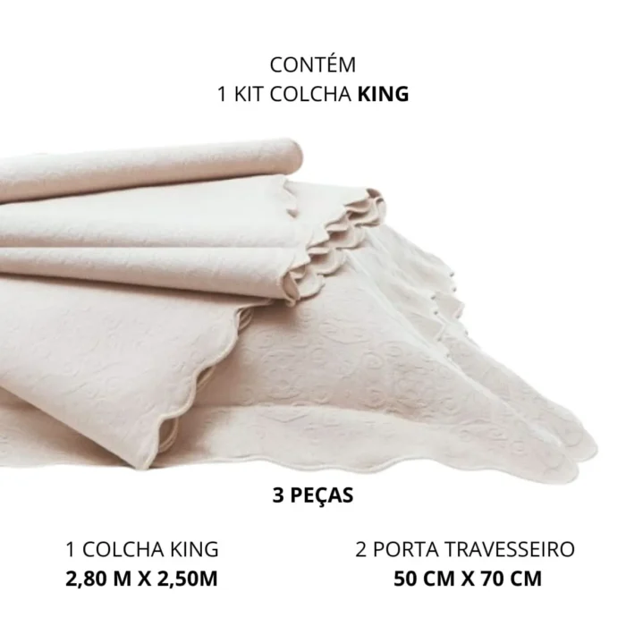 KIT COLCHA - KING - TOGNATO - CAPELA - MARFIM - Imagem 4